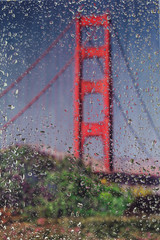 Rainy viewRaindrops on a window looking at the Golden Gate Bridge