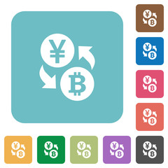 Yen Bitcoin exchange rounded square flat icons