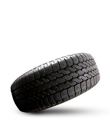 Close up tire isolated on a gray background