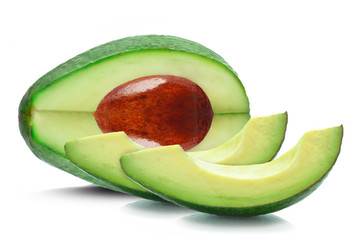 avocado slices isolated on a white background