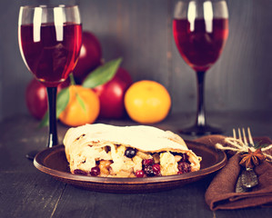 strudel and wine