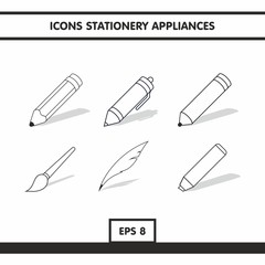 Icons stationery appliances