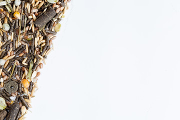 dry food for rodents on white background top view