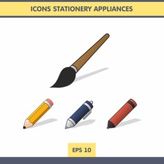 Icons stationery appliances