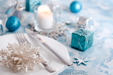 Fototapeta na wymiar festive table setting for christmas