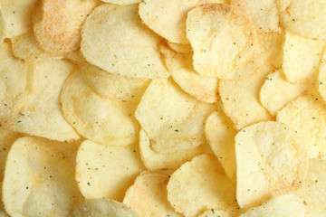 Background of potato chips.