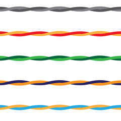 Colored Wires threads or rope with seamless pattern, vector.