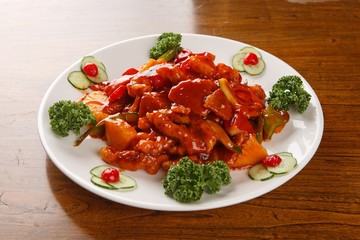 Sacheonsik tangsuyuk.  Sichuan-style Sweet and Sour Pork 사천탕수육