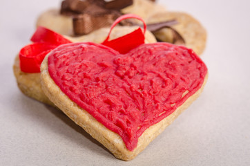 cookies-hearts on white table