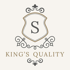 Luxury Logo template flourishes calligraphic elegant ornament. Business sign, monogram identity for Restaurant, Boutique, Cafe, Hotel, Heraldic, Jewelry, Fashion and other vector illustration