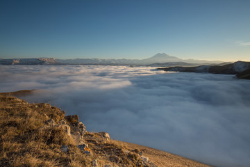Russia. The first snow in late autumn in the Caucasus Mountains