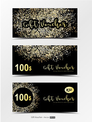Elegant black and gold gift voucher, discount voucher template-
