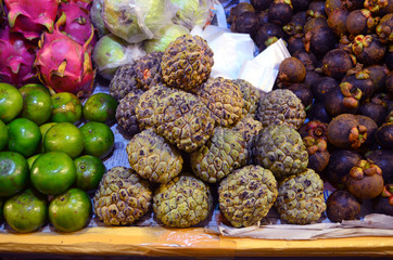 Tropical fruits background 