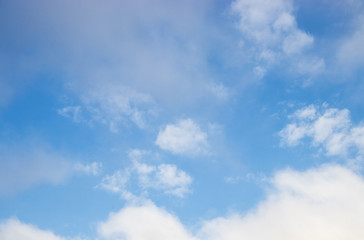 Naklejka na ściany i meble blue sky with clouds and fog