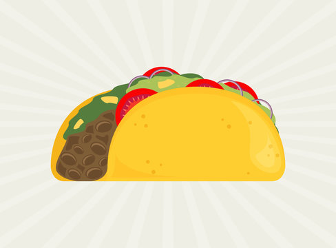 Taco vector illustration in flat style.