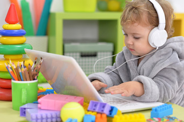 cute little girl listen to music
