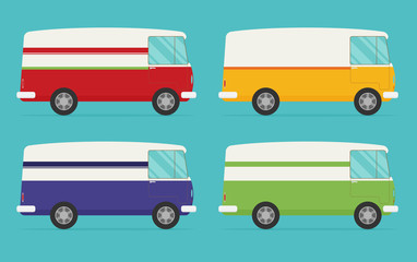 Set of color trucks. Isolated trucks. Vector illustration flat 