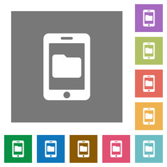 Smartphone data storage square flat icons