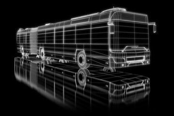 Articulated kneeling bus as wireframe - obrazy, fototapety, plakaty