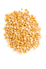 Yellow split peas isolated on a white background