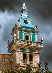 The bell tower of the monastery in Valldemossa in Majorca Spain