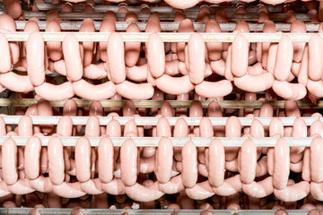 Fototapeta na wymiar Sausages at a factory