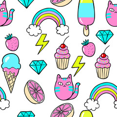 Cartoon patch. Vector seamless pattern