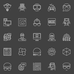 Geek line vector icons