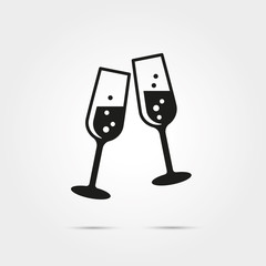 Toasting with Champagne on New Years Eve Icon