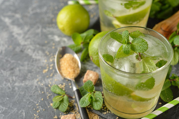 Fresh cocktail with mint and lime