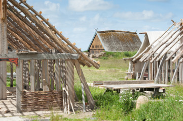 Holzhäuser im Bau, Jütland, Dänemark