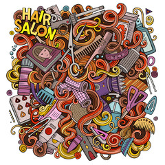 Naklejka premium Cartoon doodles Hair salon illustration