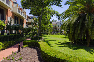 Apartment block, sunny, green, Sydney, Australia