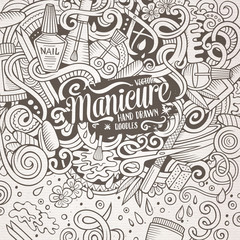 Cartoon doodles Nail salon frame design