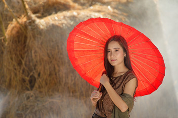 Asian woman wearing traditional Laos people,vintage style, Laos