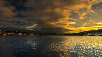Beautiful sunset over the city of Seattle.