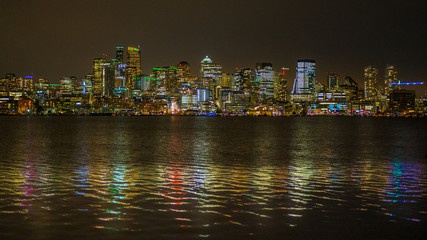 Fototapeta na wymiar The lights of downtown Seattle at night