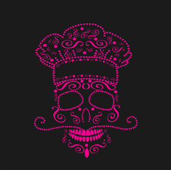 Kitchen chef skull vector ornament 