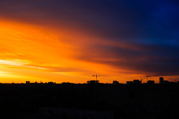 industrial landscape, the sunrise over the city