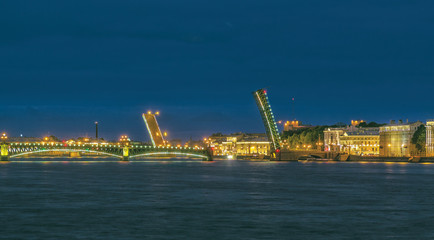 Fototapeta na wymiar View from the Spit of Vasilyevsky Island at night. St.-Petersbur