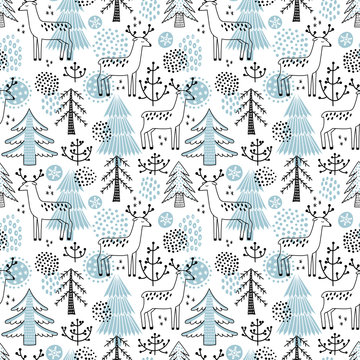 Fototapeta Christmas vector seamless pattern