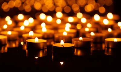 Burning candles with shallow depth of field