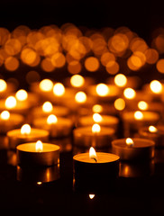 Burning candles with shallow depth of field