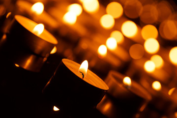 Burning candles with shallow depth of field