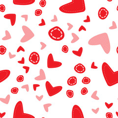 Seamless pattern with hearts on white