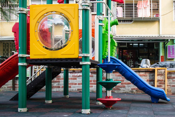 Parks with colorful slides.