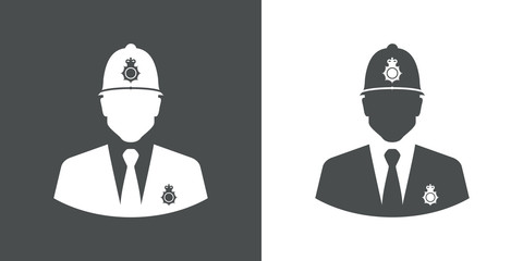 Icono plano silueta policia britanico gris y blanco - obrazy, fototapety, plakaty