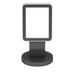 LCD Screen Stand. Blank Trade Show Booth. 3d render of lcd tv isolated on white background. High Resolution. Ad template for your expo design.