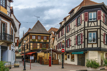 Fototapeta premium Street in Obermai, Alsace, France