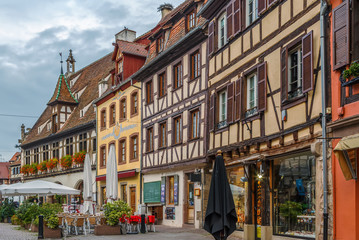 Obraz premium Street in Obermai, Alsace, France